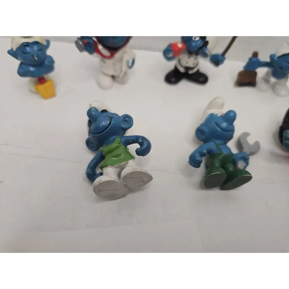 7 Working Smurfs Policeman, Doctor, Mechanic Smurf Police Vintage Schleich